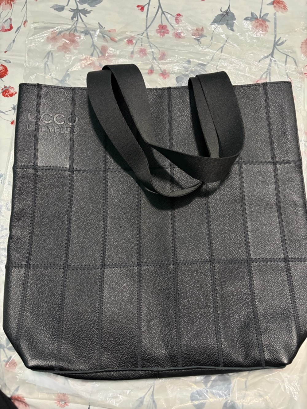 ECCO Black Grid-Pattern Recycled Tote